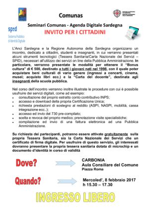 locandina Seminario Comunas - Agenda Digitale Sardegna